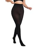 Plus Size 80D Black Opaque Tights for Women - Queen Size Soft Control Top Pantyhose