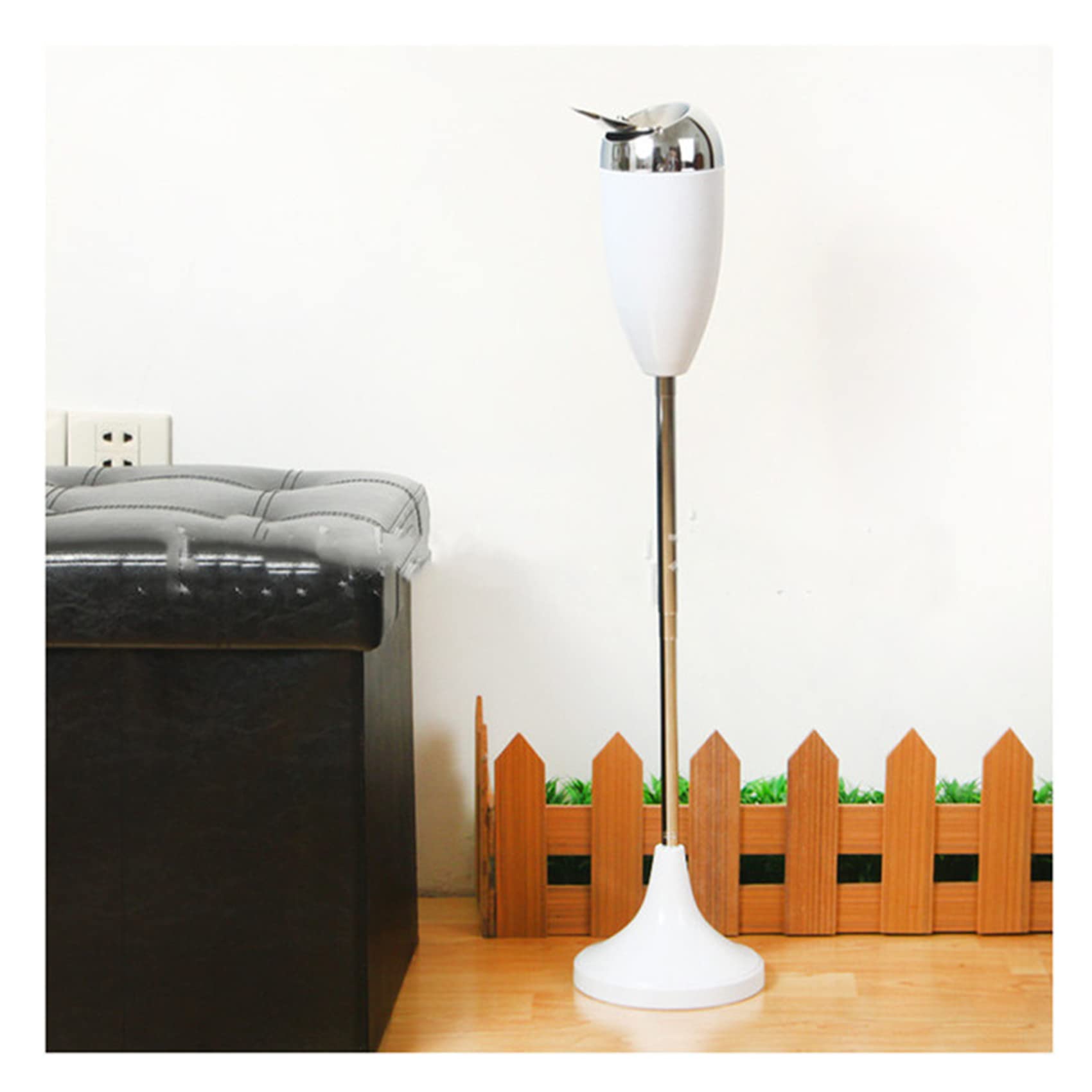 JYHHGDS Floor Adjustable Standing Ashtray, Outside Patio Cigarettes Ashtrays, Outdoor Windproof Stand Ash Tray with Lid,White