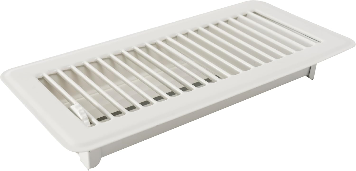 [8 Pack] Fits 4x10 and 10x4 Duct Opening Floor Register with Louvered Design by Handua | Heavy Duty Walkable Design with Damper | Floor Vent Grille | Easy to Adjust Air Supply Lever | Off White