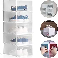 Kit 10 Caixas organizadora para guardar sapato sandália chinelo empilhável Sapateira Gaveta (Transparente)