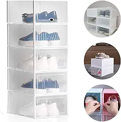 Kit 10 Caixas organizadora para guardar sapato sandália chinelo empilhável Sapateira Gaveta (Transparente)
