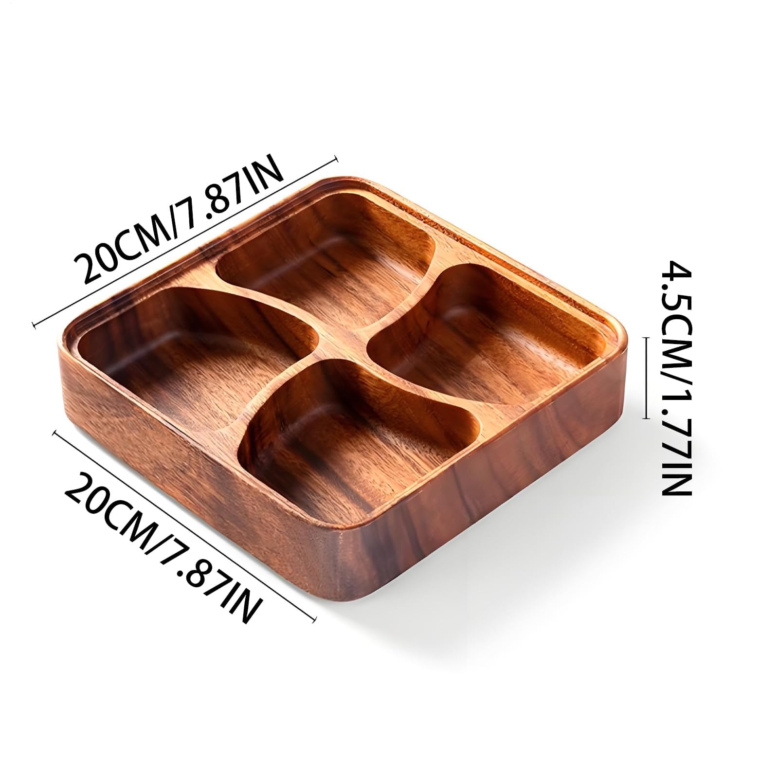 Set di ciotole per snack in legno a 4 scomparti, sicuro e delicato, per antipasti per familiari e amici, perfetto per feste a base di noci, decorazione per la casa e la cucina