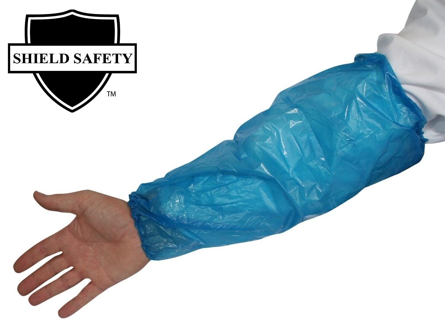 PackagingSuppliesByMail Disposable Vinyl Elbow Over Sleeve, 18 Inch, Blue, 1000 Pack