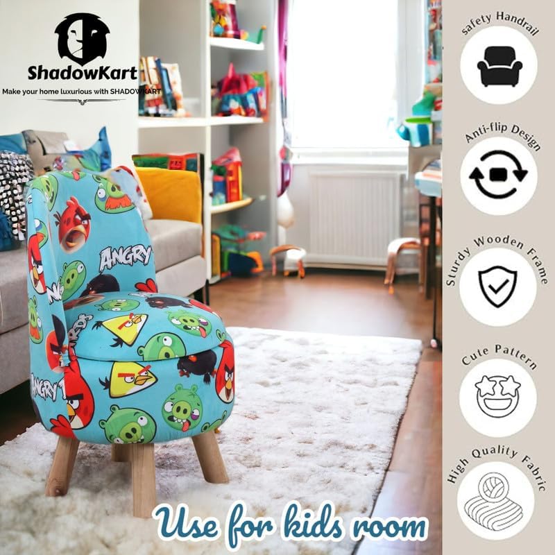 Image of Ottoman Kids pouffe Stool for Small Baby Chair Study Stool for Kids Playing Products Little Baby Dining Chair for Feeding Kids Cartoon Bedroom Chair,14x14x26 Inch, Single Chair
