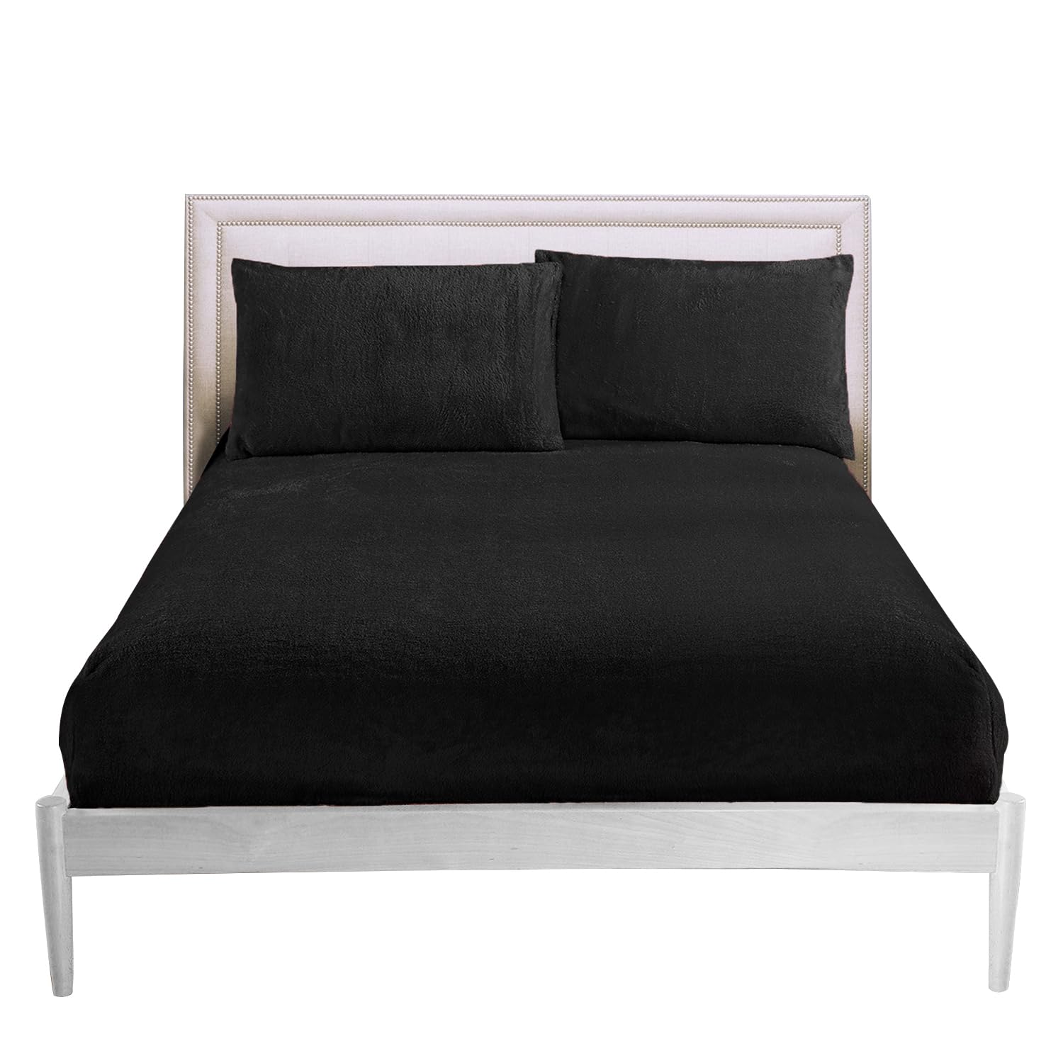 Gaveno Cavailia Teddy Fleece Luxurious Super Soft Warm and Cosy Fitted Bed Sheet (Black, Single Matching Fitted Sheet) โ image 1