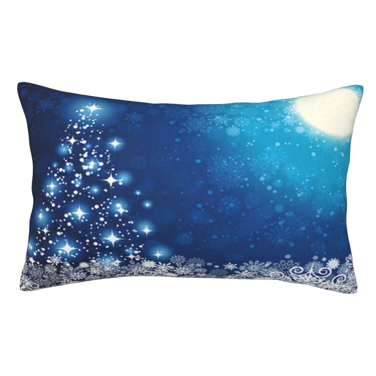 Plush Pillow Cover For Sofa Bed, Blue Christmas Snowflake, Standard Furry Throw Pillow Case 35x50 cm, Decorative Cushion Cover For Bedroom Living Room Decor, Hidden Zipper Pillowcases For All Seasons