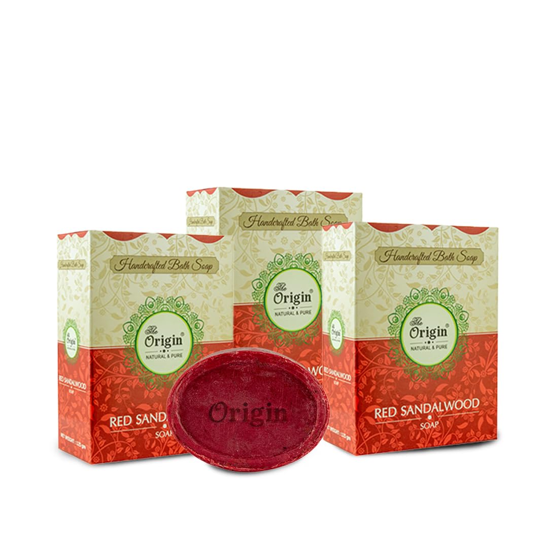 The Origin Handmade Cold Process Soap | Red Sandalwood, Coconut Milk & Green Gram | Pack of 3 | 125Grams X 3| 30 Years of Ayurvedic Expertise-image-34