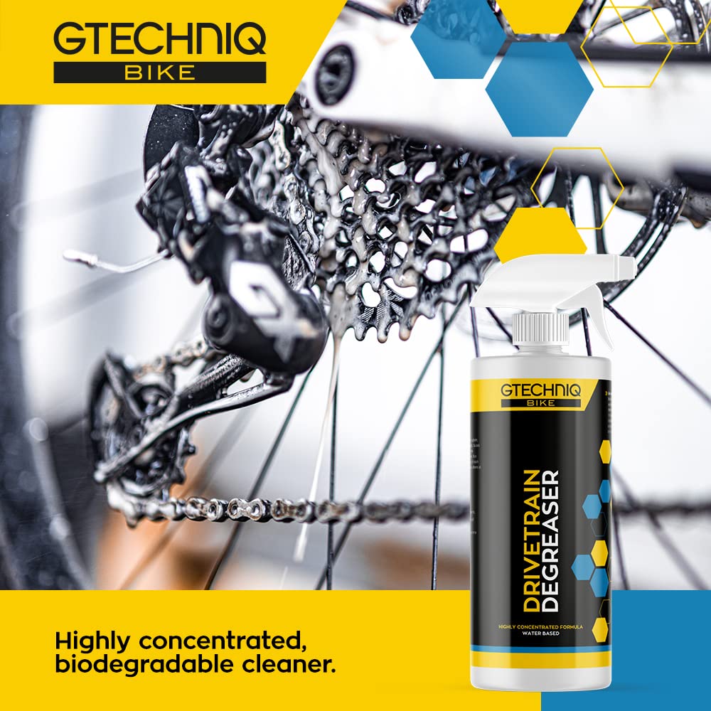 Gtechniq Bike Drivetrain Degreaser - Fast Acting Chain Cleaner for Bicycles, BMX Bikes, Mountain Bikes - Water-Based, Biodegradable, 500ml Spray