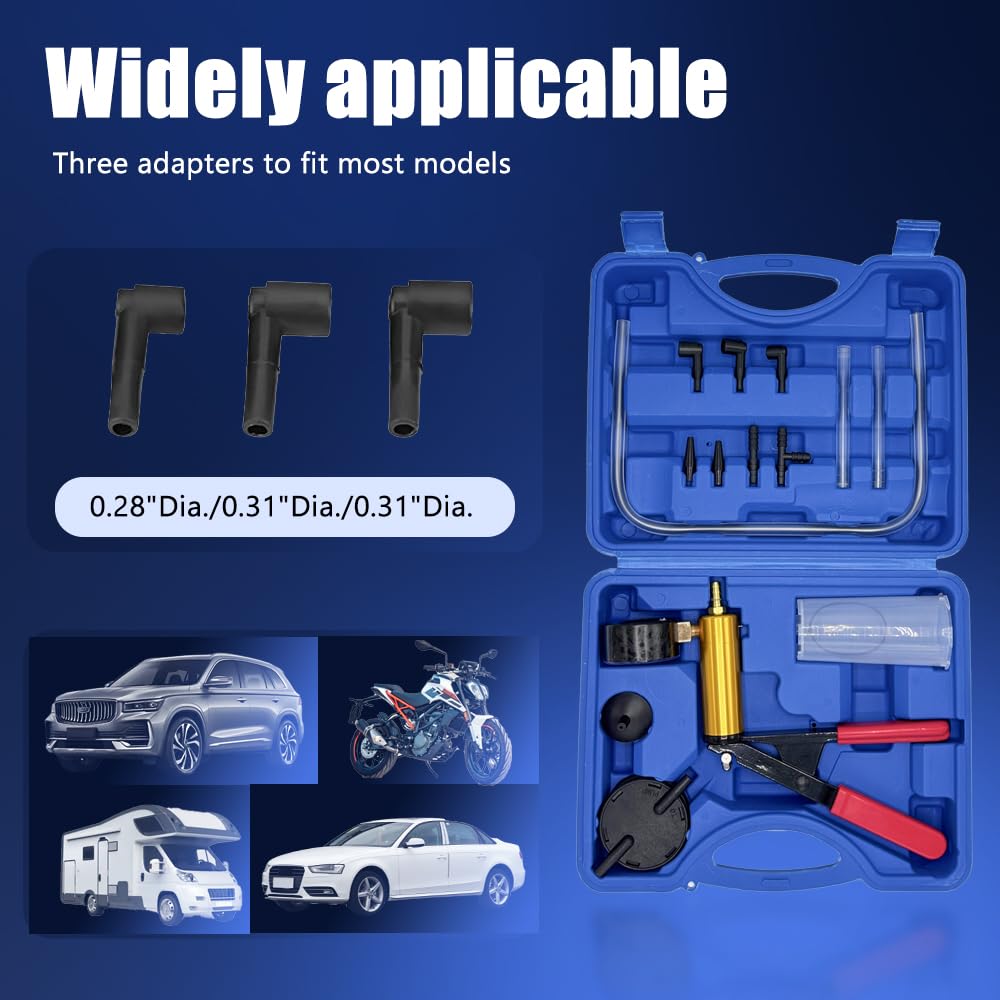 Kit di Strumenti di spurgo del Freno a Vuoto dell'auto Tester di spurgo del Freno, Strumento di aspirazione del Freno a Mano, 0~30inHg (kPa) per Svuotare Facilmente i Freni di Auto e Moto