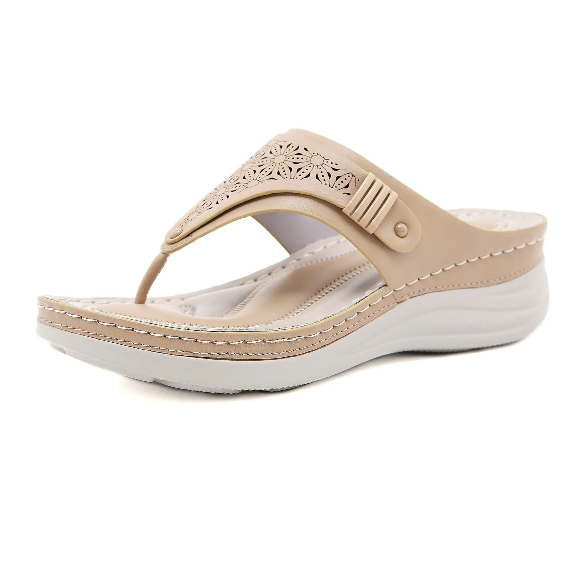 GIJMZY Shoes For Women Summer Comfortable Flip Flops Zapatos De Mujer Casual Beach Non-slip Sandals Outdoor Slippers(Apricot,39)