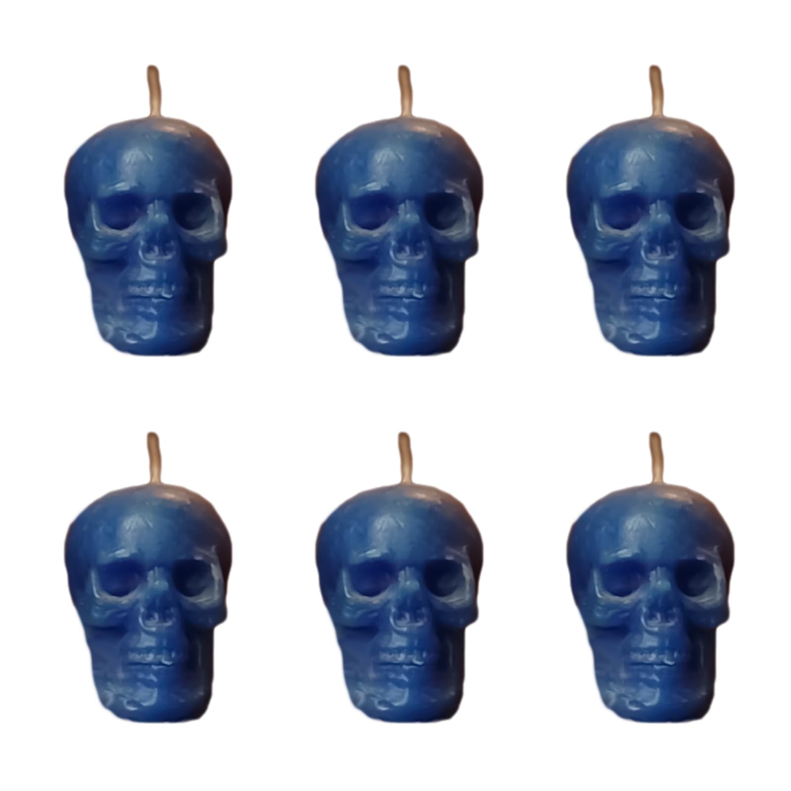Hecate Magic Mall Skull Shaped Candle | Healing Aromatherapy Unscented Soy Wax Candle for Home Décor,Meditation,Halloween,Horror Themed,Witchcraft & Ritual Use (Pack of 6, Blue, Small)