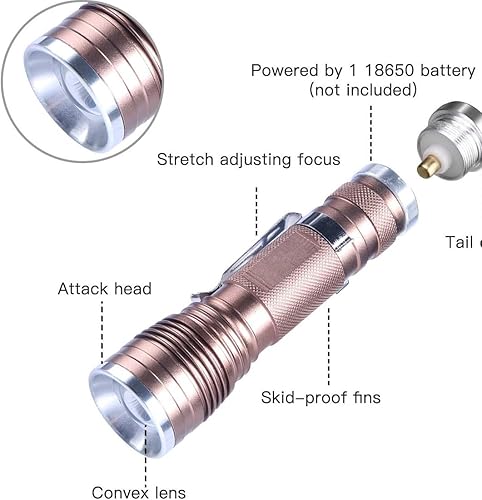 Miniatura 4 de Linterna LED recargable con zoom de alto lumen 5 modos de luz, linternas de mano súper brillantes para hombres, senderismo, camping, caza, pesca