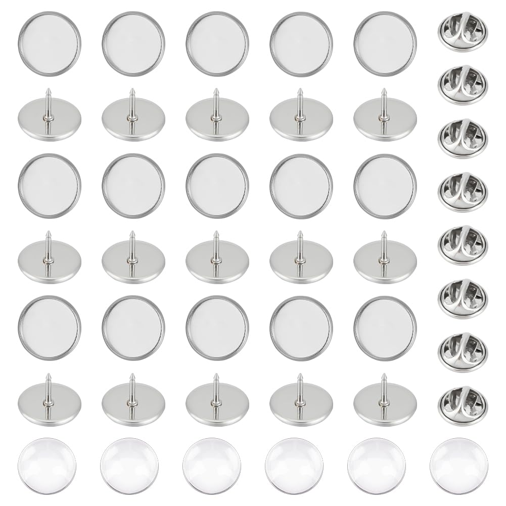 Broches de cúpula en blanco UNICRAFTALE: kit de 40 juegos en acero inoxidable de 12,5 mm