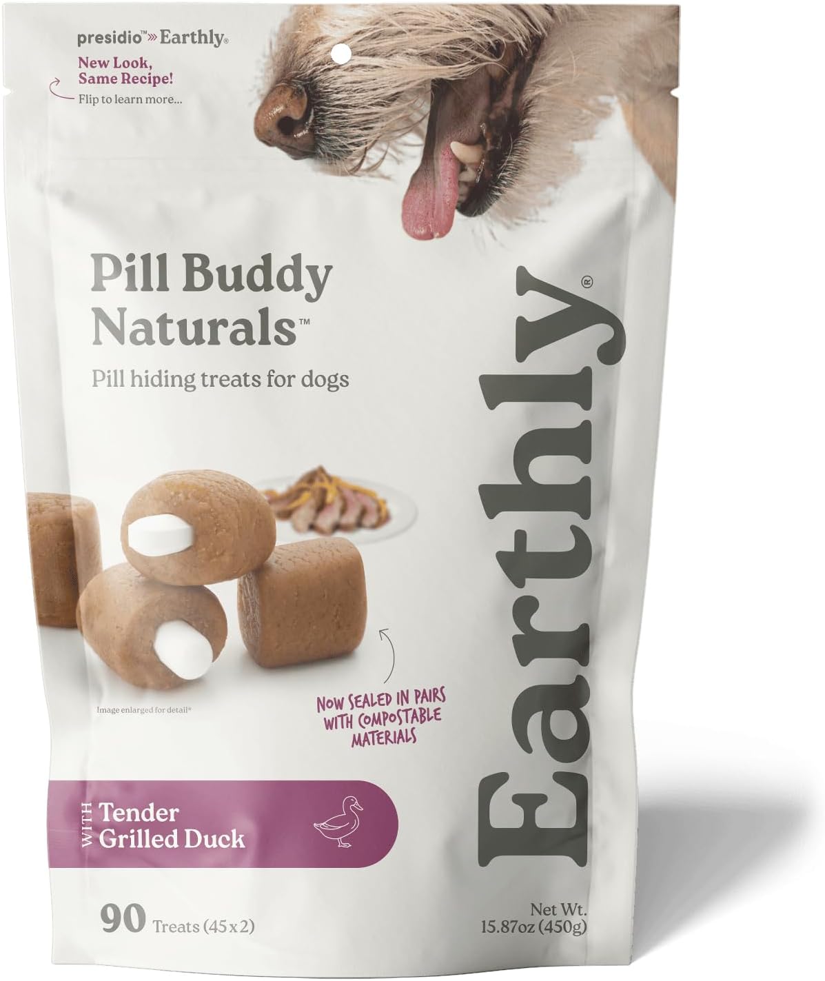 Presidio Pill Buddy Naturals – Duck (Chicken-Free) Hiding Treats for Dogs – Pocket for Any Size Medication – 90 Servings
