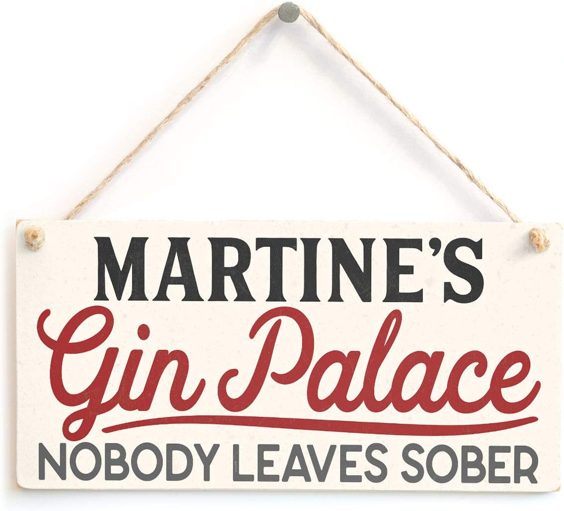 Personalised Gin Palace Sign - Nobody Leaves Sober - Unique Retro Look Gin Bar Gift Plaque