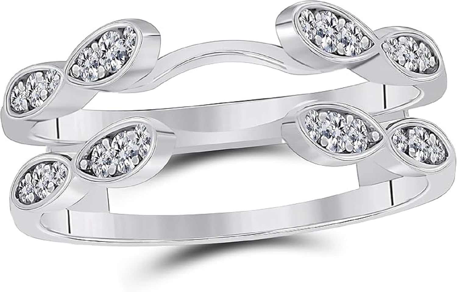 14K White Gold Finish Round Cut White Diamond Fancy Engagement Wedding Wrap Enhancer Ring Guard For Women's
