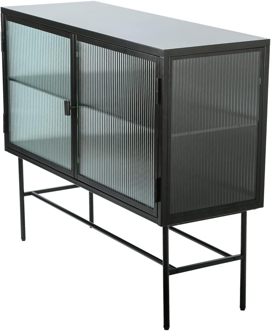 Credenza Sideboard Buffet, Fluted Glass Kitchen