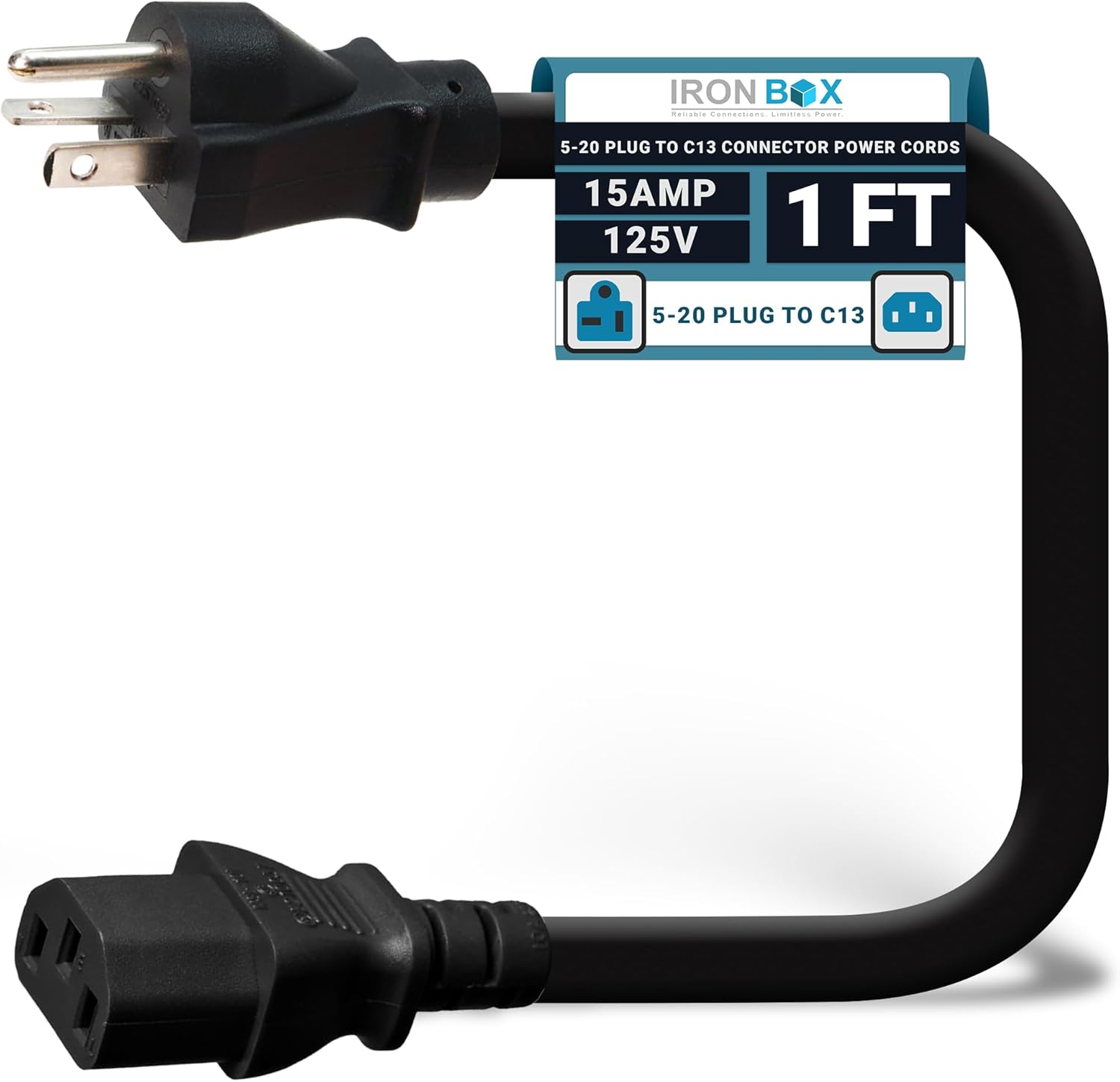 Nema 5 – 20p to c13電源コードアダプタ – 20 A / 125 V、14 / 3 AWG