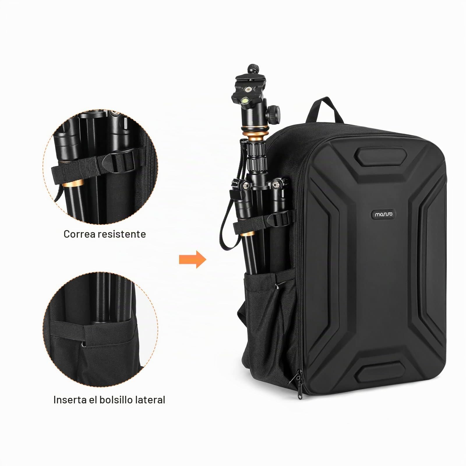 MOSISO Mochila Cámara Impermeable, Geométrica Simétrica con Soporte para Trípode y Compartimento para Portátil 15-16 pulgadas, Compatible con Canon/Nikon/Sony/DJI Mavic Drone, Negro