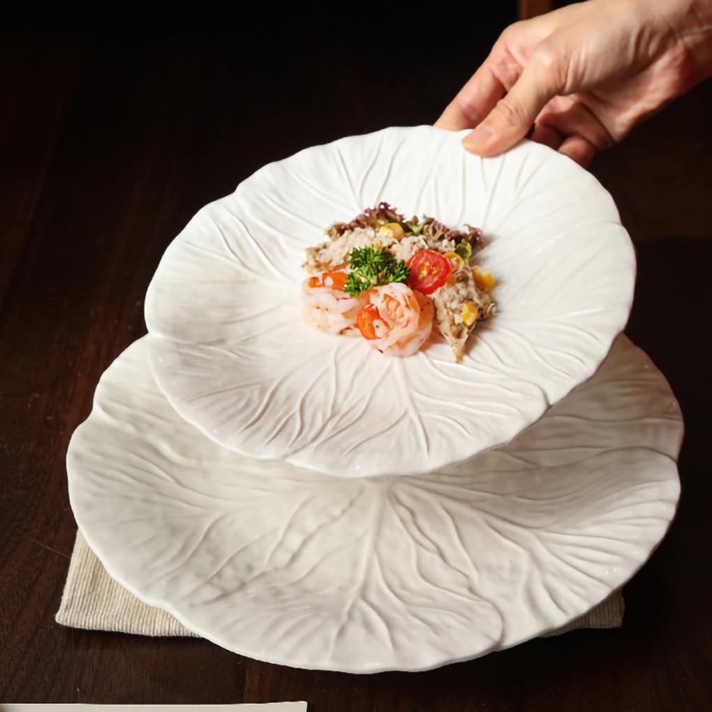 Amazon.com | WAIT FLY Ceramic White Cabbage Dinner Plates 2 PCS