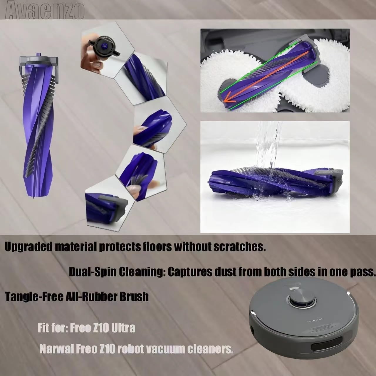 Accessories Kit for Narwal Freo Z10 Ultra/Narwal Freo Z10 Robot Vacuum Cleaner, 1 Main Roller Brush, 3 Dust Bags, 3 Hepa Filters, 4 Mop Pads, 4 Side Brushes