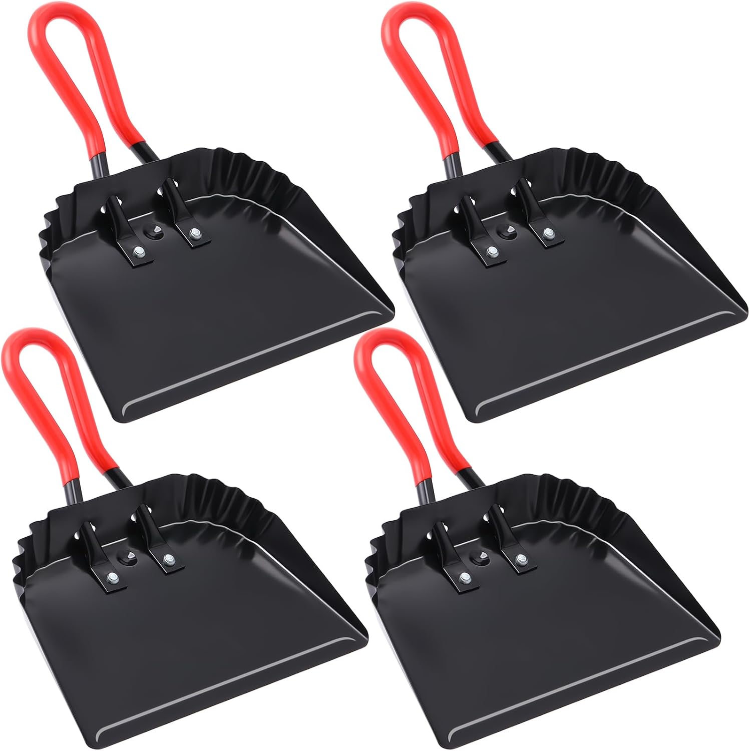 Uiifan 4 Pcs Industrial Metal Dustpans 12″ Heavy Duty Dust Pan with Handle Commercial Dustpan Wide Scooper Dust and Debris Sweeping Tool Precision Edge Rubber Grip Loop Handle (Black) Uiifan 4 Pcs Industrial Metal Dustpans 12″ Heavy Duty Dust Pan with Handle Commercial Dustpan Wide Scooper Dust and Debris Sweeping Tool Precision Edge Rubber Grip Loop Handle (Black)