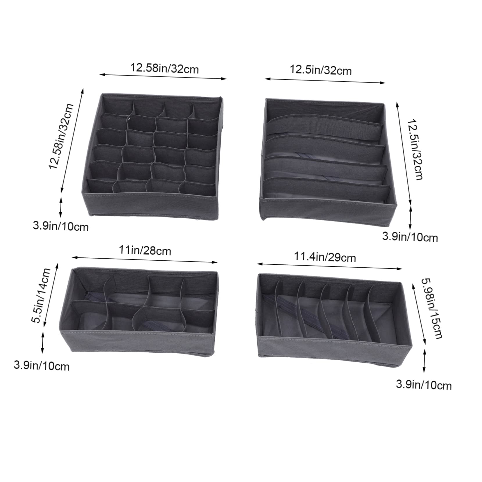 4 Organizador Negro Interior Piezas Cajones Ropa