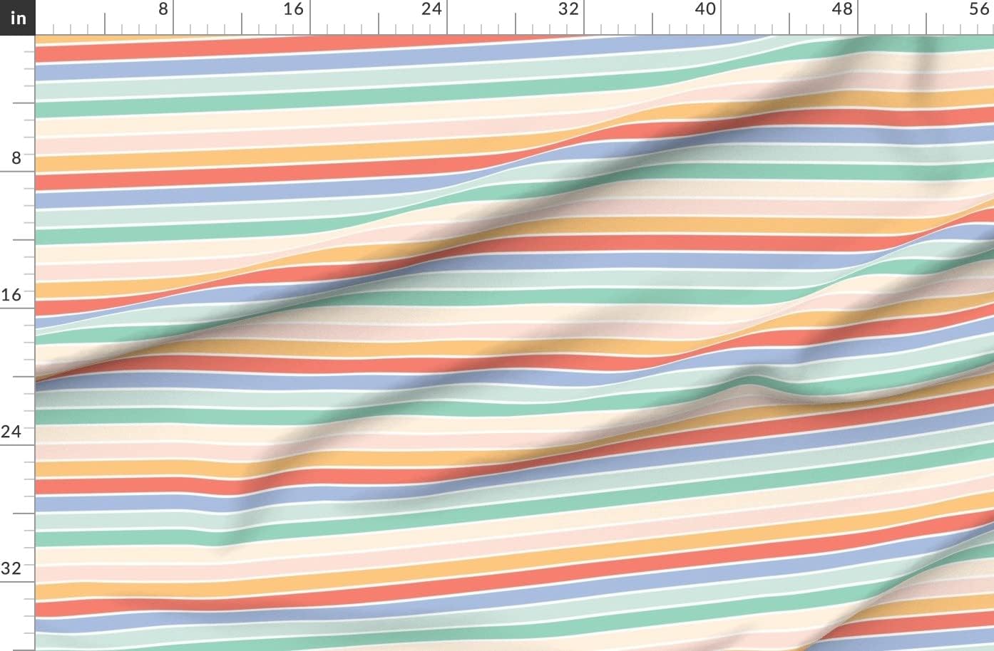 Spoonflower Fabric - Retro Rainbow Stripe Colorful Spring Summer Pastel Printed on Organic Cotton Sateen Fabric by The Yard - Sewing Quilting Apparel Home Decor