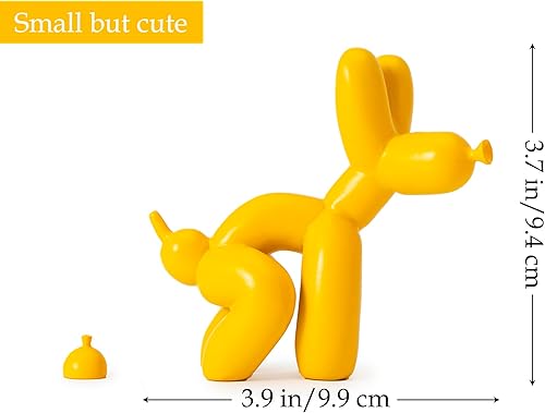 Miniatura 5 de Artconal Escultura de perro con globo amarillo (juego de 2) divertido perro en cuclillas con excremento, decoración del hogar, decoración del hogar,
