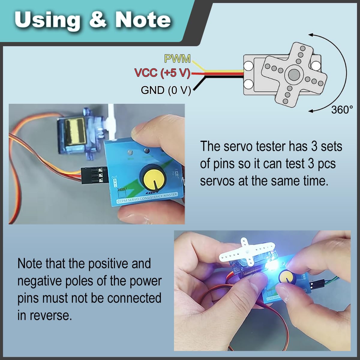 4 Stück 9g 360° Mikro-Servomotor mit Servotester mit Mini-Schraubendreher, für RC-Spielzeug/Roboter/Modellflugzeug, intelligenter Autohubschrauber/für Arduino/für Raspberry Pi/DIY