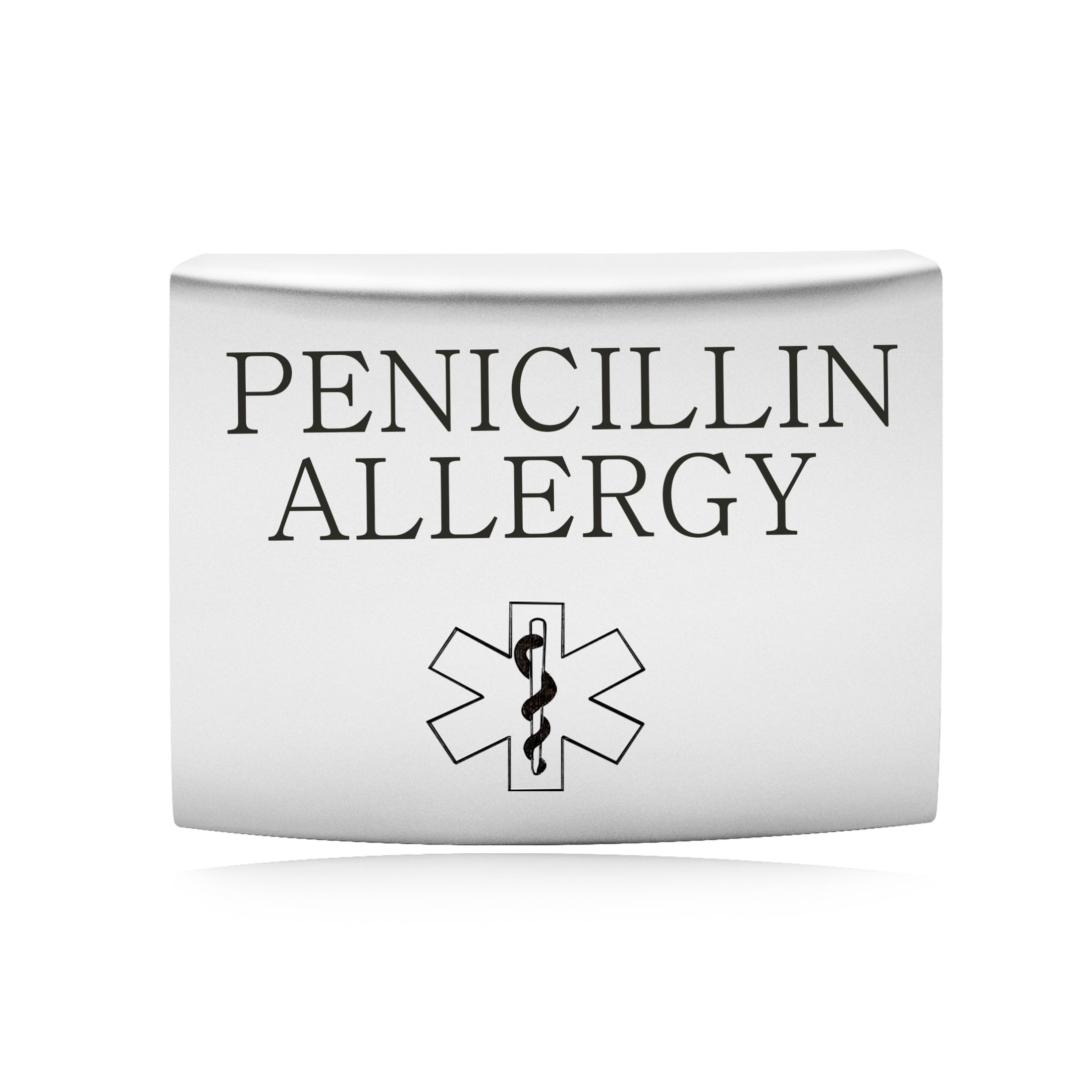 Oneress White PENICILLIN Medical ID Watch Band Label, Stainless Steel Engraved Emergency Alert Tag, Personalized Medical Safety Wristband for Seniors and Athletes YA4313 White-PENICILLIN
