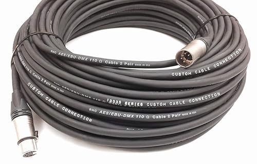 Cable de datos XLR de 24 AWG (calibre) DMX512 de 100 pies de 5 pines macho a hembra para iluminación de escenario, luces LED de subida, luces de DJ