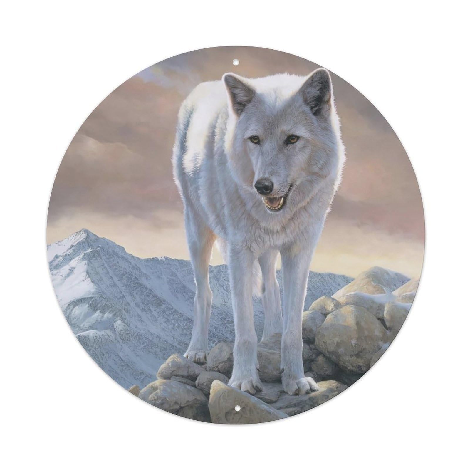 Animal Artwork White Wolf Vintage Metal Tin Sign Plaque Wall Decor for Cafe, Club Bar, Office, Garden Metal Poster 8x8Inch