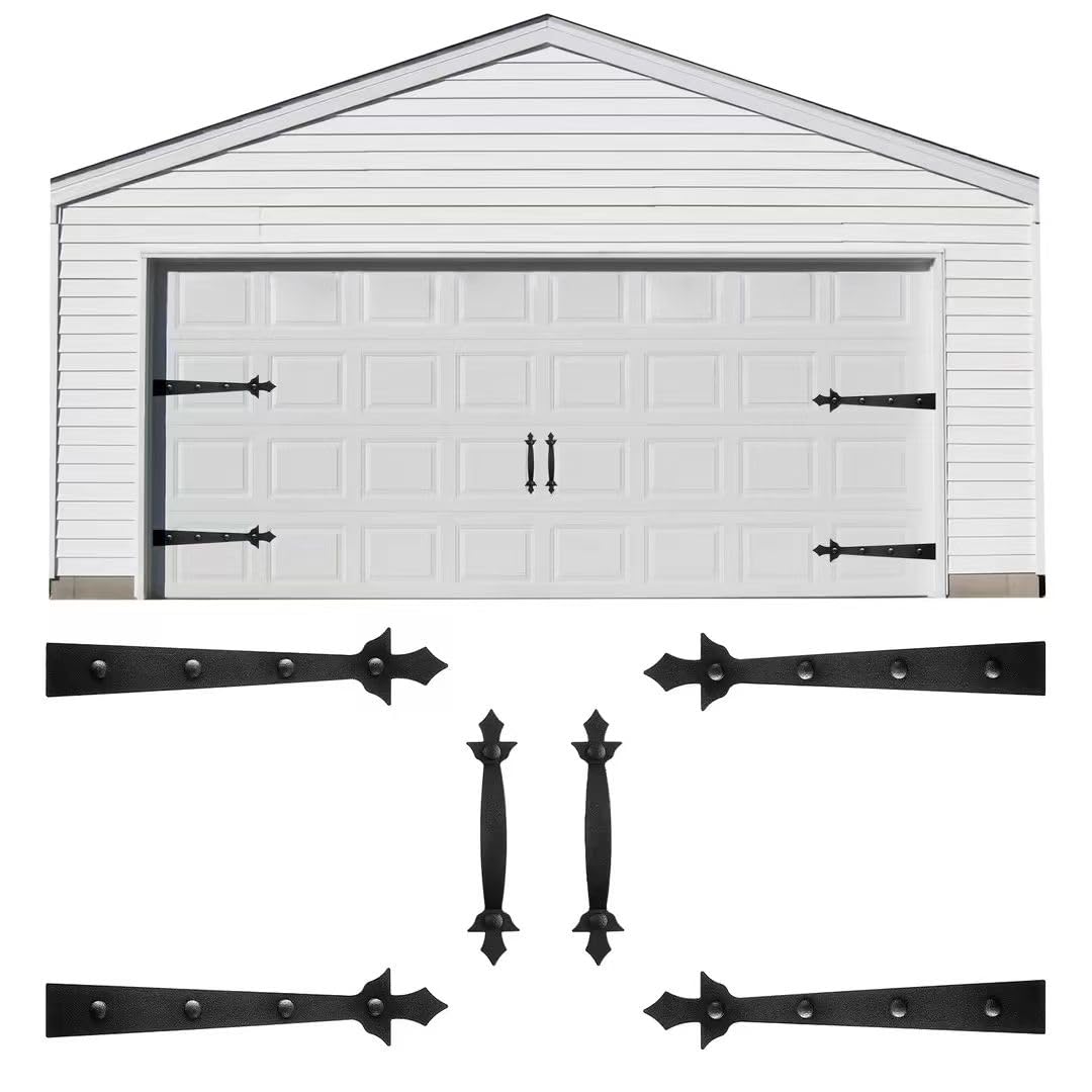 Magnetic Garage Door Hardware,Garage Door Magnetic Decorative Hardware 8 Hinges + 4 Handles for Iron Door,Easy Install,Durable & Waterproof (Classics Style,2 Pack) — Amazon image 11