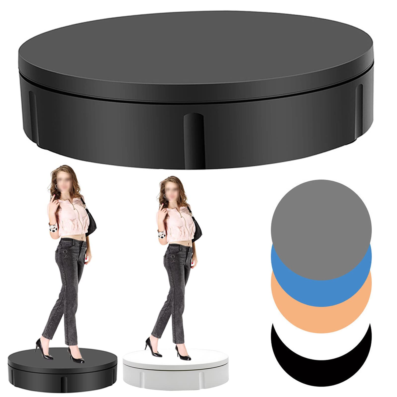 GIZMIT30cm Electric Rotating Turntable with Remote Control 150KG Load 360° Round Display Table Shoot Exhibit Display Stand Shooting Props,Black
