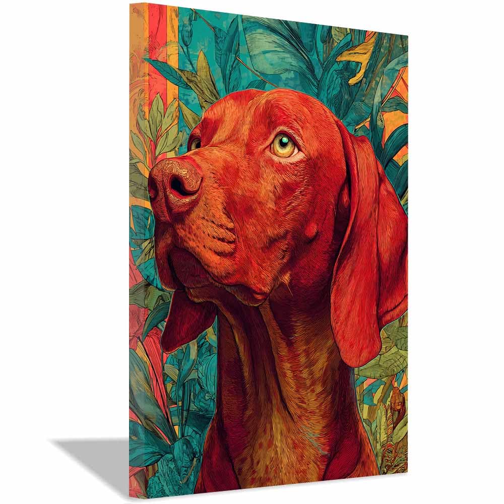 HUYEEI perro Lienzo decorativo Perro entre plantas Carteles de animales e impresiones Mural Cuadros, para sala de estar, dormitorio,Pasillo etc.（multicolores-60x90cm Enmarcado