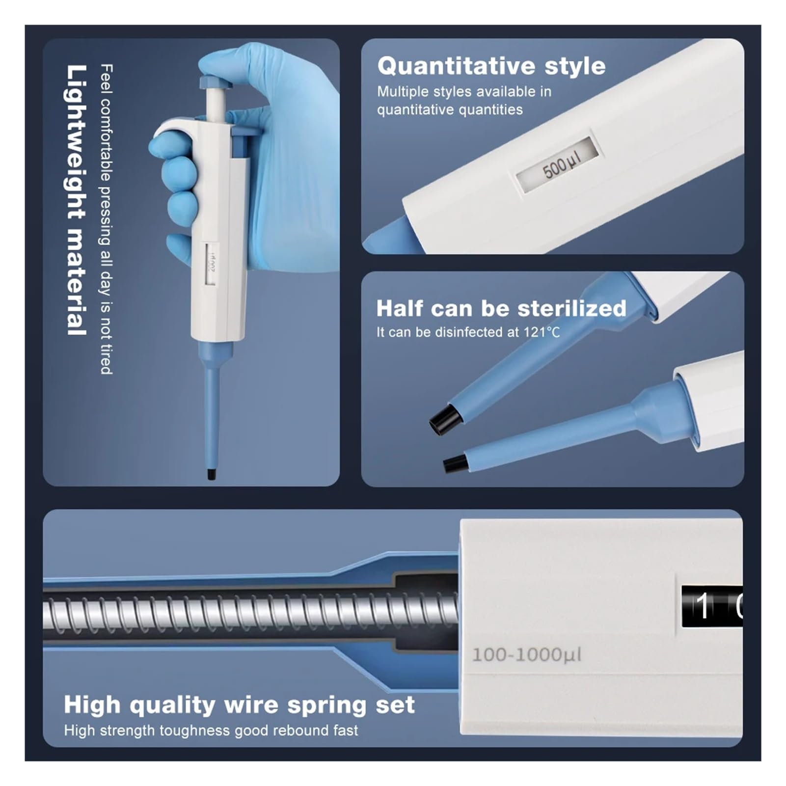 pipeta de laboratorio Pipetas de laboratorio de un solo canal, microvolumen, de plástico, con puntas.(1-10ml)