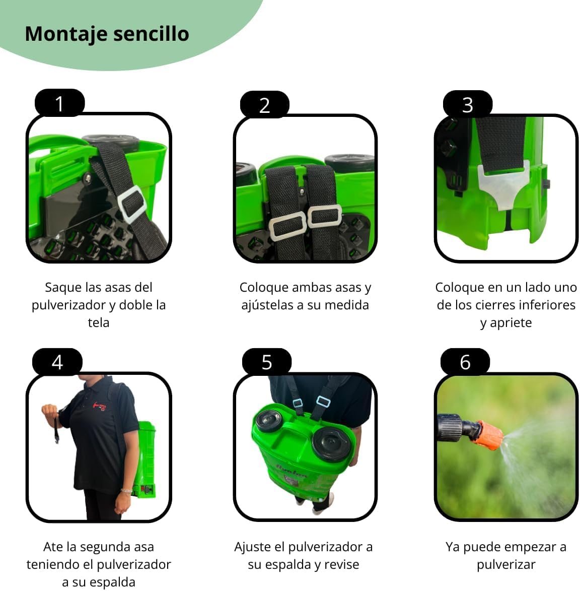 Avalon - Pulverizador de Mochila a Presión de 2 Lanzas con Batería Recargable, Tanque 16L, Lanzas INOX, Verde