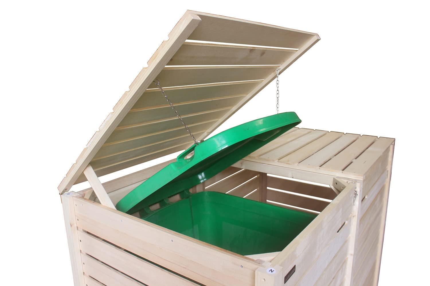 Mülltonnenbox Mülltonnenverkleidung 2 Tonnen Holz naturbelassen 240L Rückwand vormontiert Müllcontainer Mülltonne Mod.H
