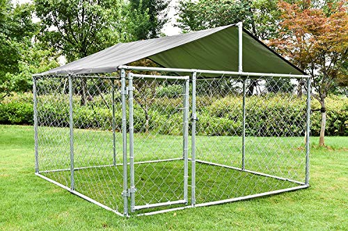 MAGIC UNION Heavy Duty Large Dog Cage Metal Outdoor Pet Playpen Wire Kennel with Water-Resistant Cover Roof Backyard Dog Run House