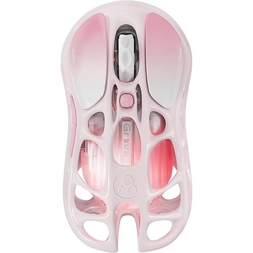 GravaStar Mercury M1 Pro Wireless Gaming Mouse, Lightweight Magnesium Alloy, 26,000 DPI, PAW3395DM Sensor, 5 Programmable Buttons, Support Wired/2.4GHz/BT, Up to 200 Hours Battery Life (Gradient Pink)