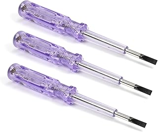 Fielect 3pcs Voltage Tester Voltage Detector Pen Circuit Tester Tool Steel Batch Slotted Test Pencil JRDB-168 AC/DC 100-500V Clear