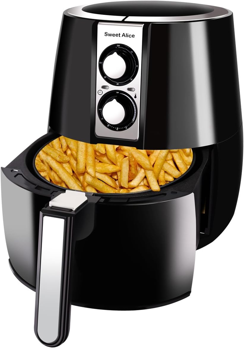 Air Fryer 3.4qt, Sweet Alice Electric Air Fryer 1500W Auto Shut Off Timer & Temperature Control for Health Cooking, Fry, Roast, Baking, Grill
