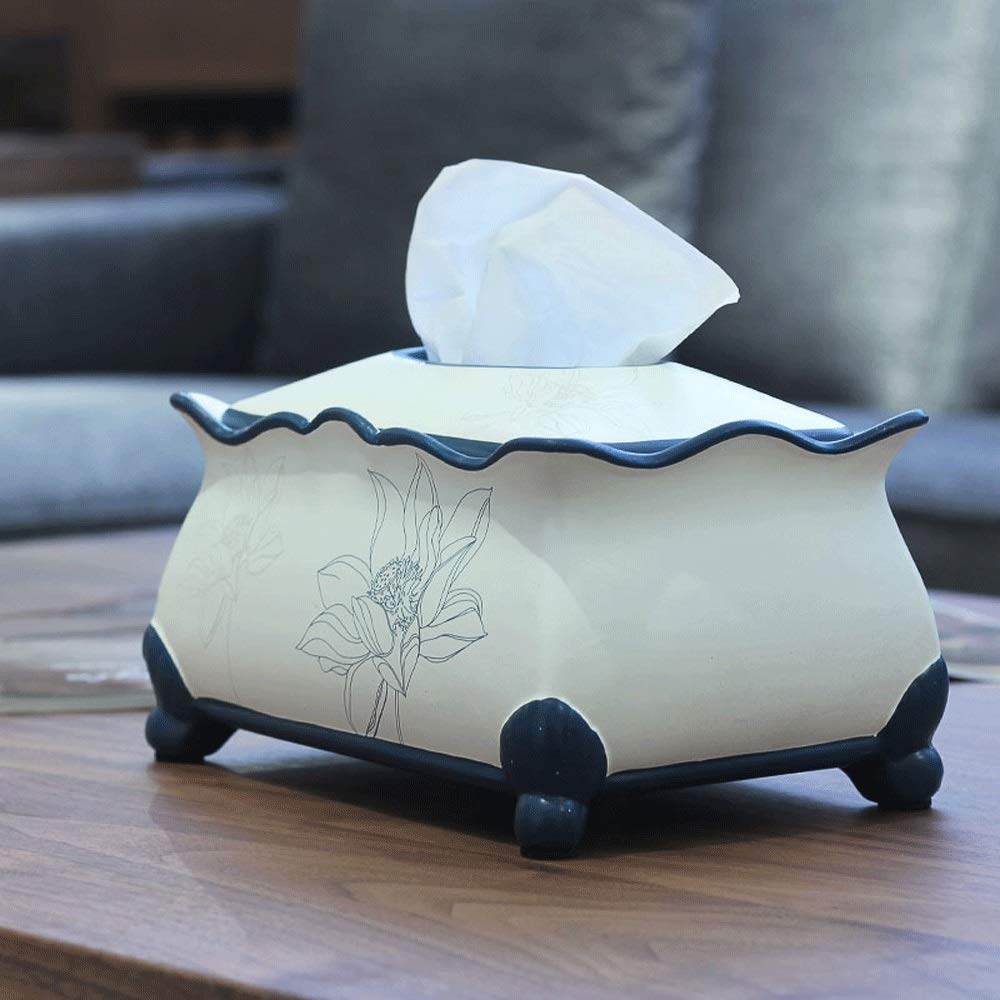 Dispensador De Papel Higiénico con Tapa De Cerámica Y Base De 4 Patas, Porta Pañuelos Lotus, Contenedor para Servilletas, Cajas De Pañuelos