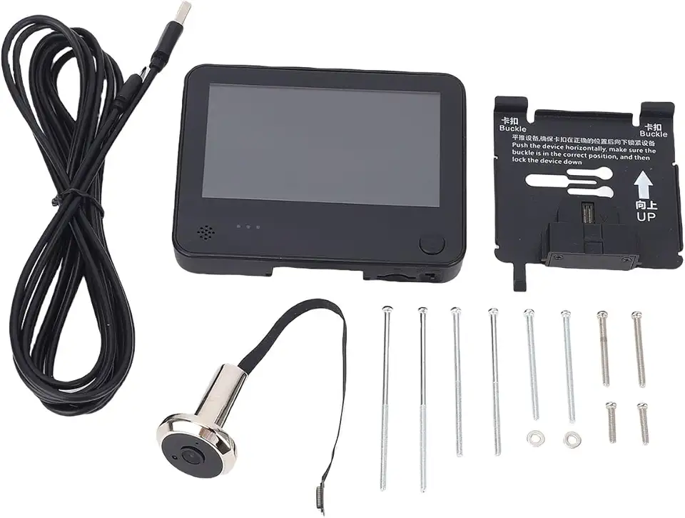 JTLB Câmera digital de 4,3 polegadas WiFi 1080p 3MP 120 graus grande angular detecção humana 6000mah bateria app controle olho mágico campainha (S80 preto para TUYA oculto)