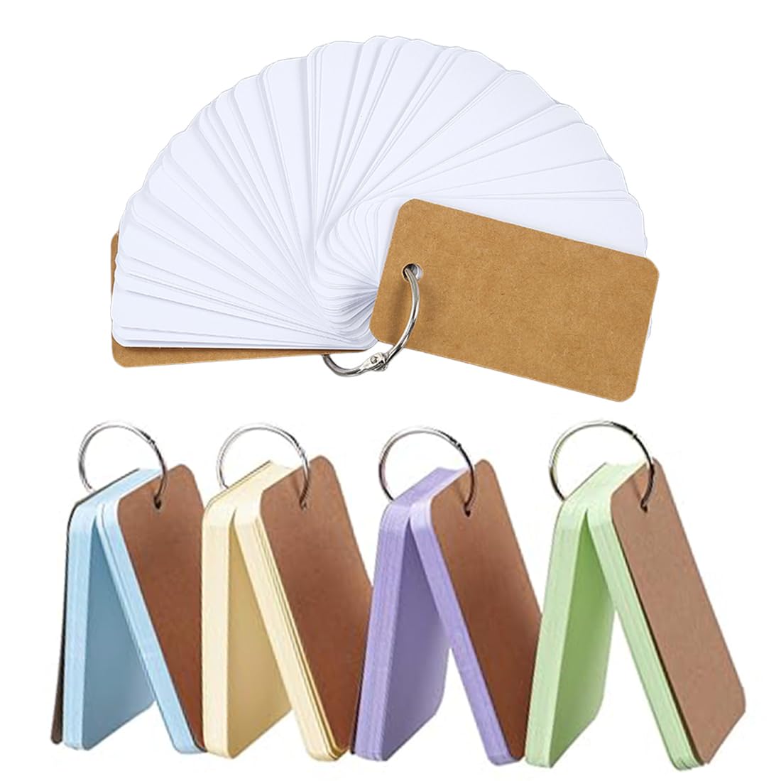 250 sztuk fiszek z papieru pakowego z pierścieniem w praktycznym pudełku do nauki słownictwa angielskiego i notatki 5 kolorów 7 x 4 cm