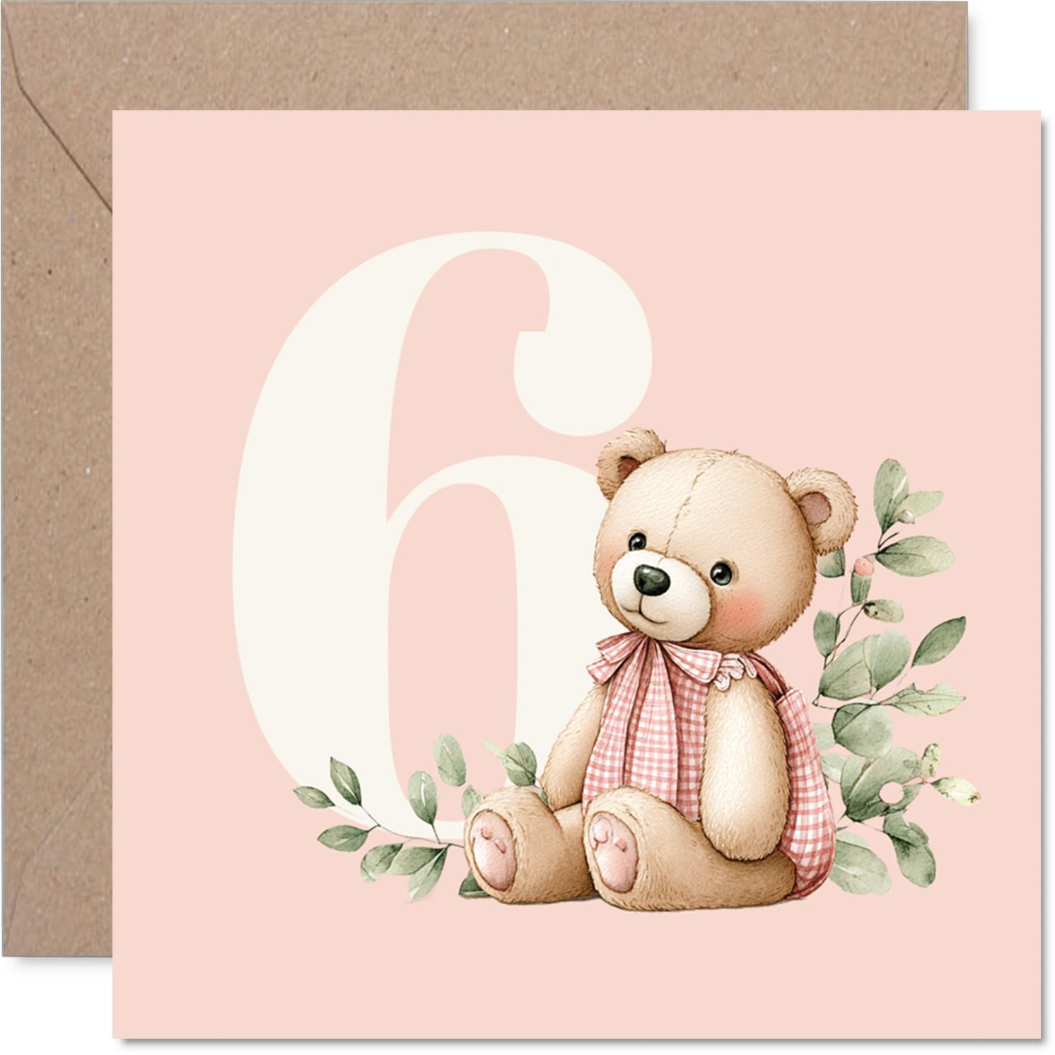 6th Birthday Cards for Girls - Number Bears - Happy Birthday Card for 6 Year Old Girl Cousin Step Daughter Goddaughter Great Niece, 145mm Bday Greeting Cards