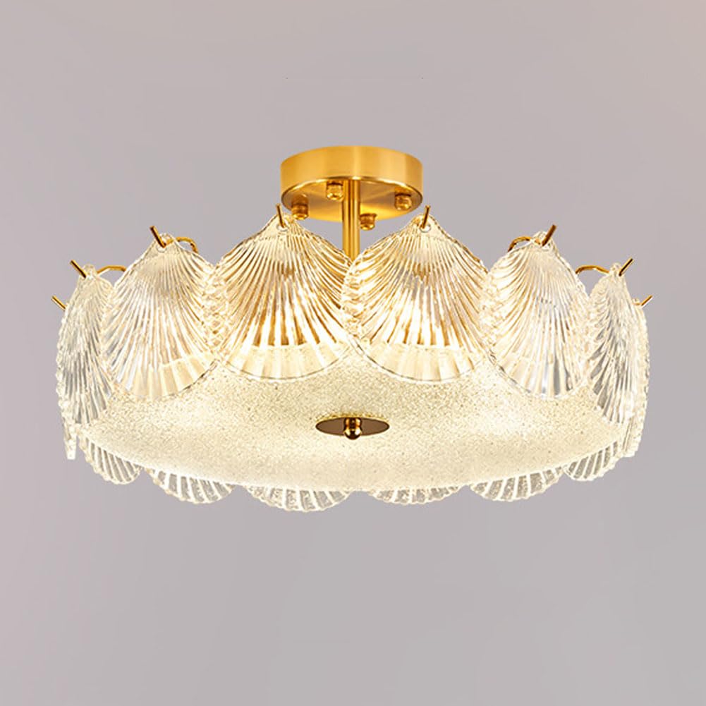 KXEcoLife E27 French crystal glass ceiling lamp, modern chandelier for princess room, living room bedroom study combination lamps and lanterns,D,50CM