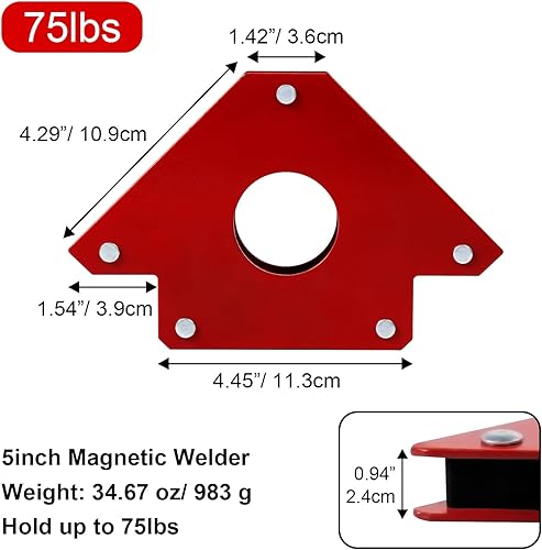 Miniatura 3 de Imán de soldadura de flecha, 4 unidades, 4 pulgadas, 5 pulgadas, abrazaderas de soldadura y accesorios de soldadura de potencia, soporte de