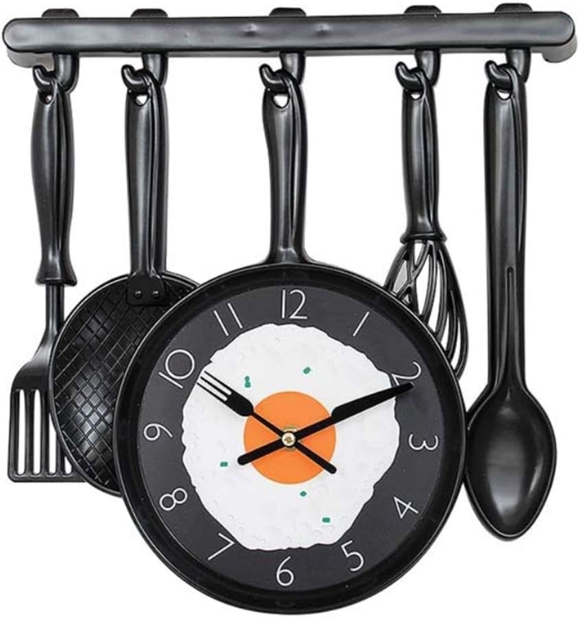Muellery Kitchen Decorative Frying Pan Wall Mounted Clock with Fried Egg for Dinning Hall Restaurant Café TPCA54336-P